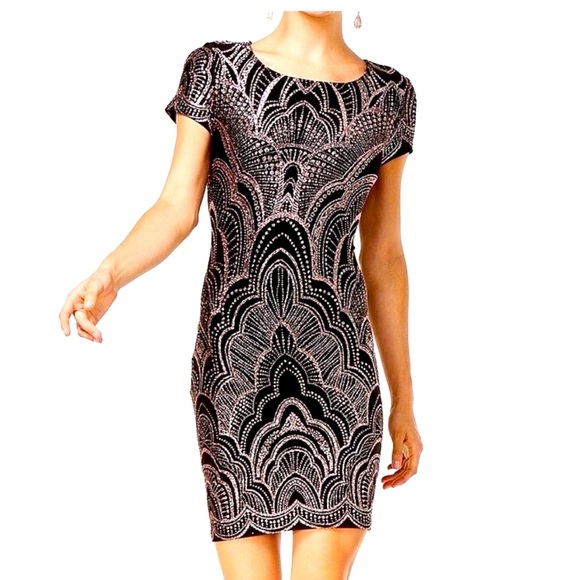 Jump Dresses & Skirts - Jump Apparel Slinky Black & Rose Gold Glitter Dress, Size M